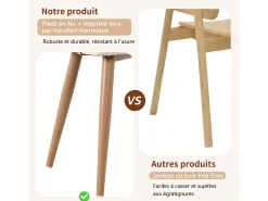 Juego de 2 sillas de comedor con respaldo de ratán y cojín de asiento de piel sintética, cómodas y transpirables.