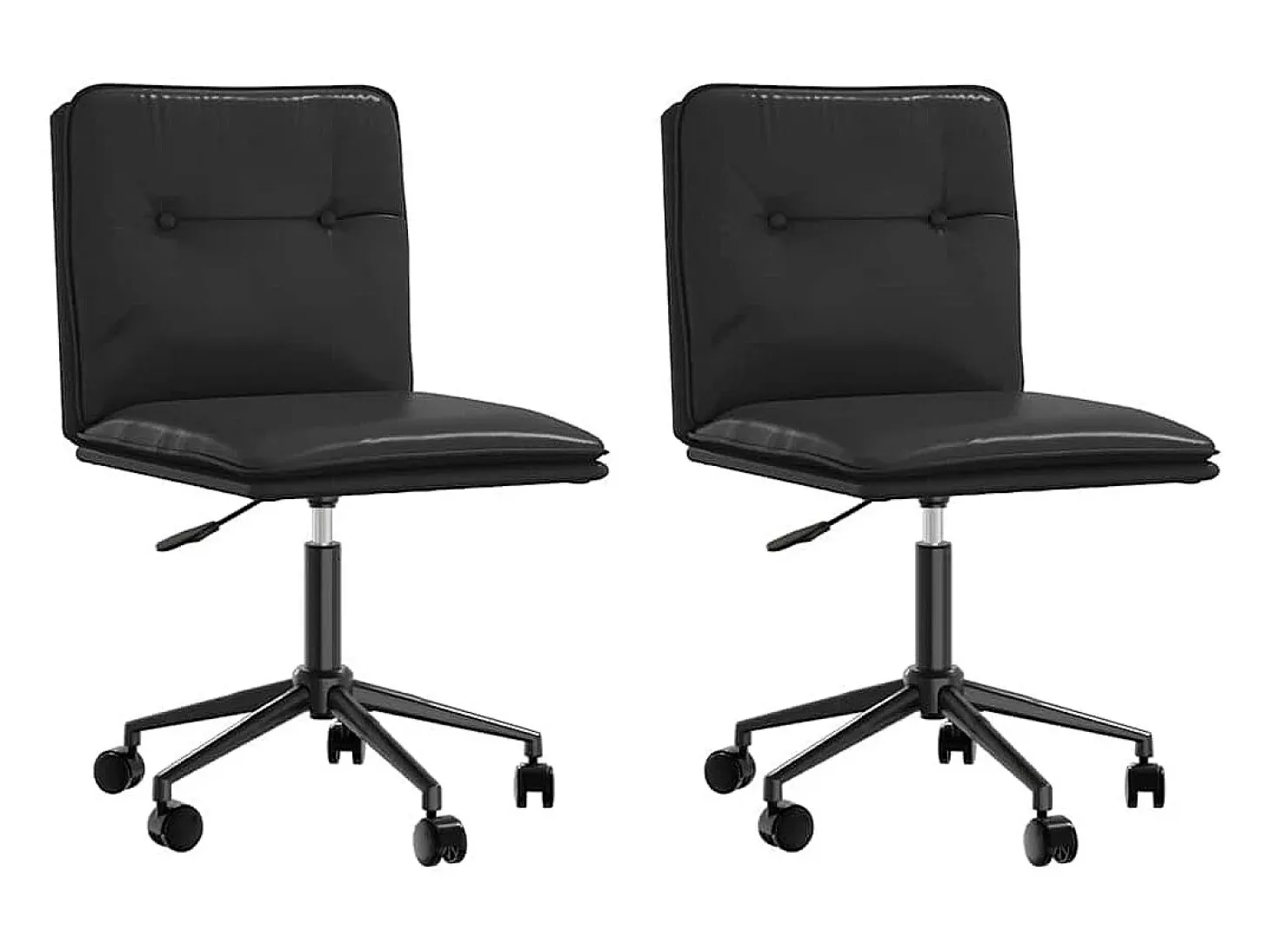 Juego de 2 sillas de comedor de piel sintética negra