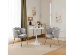 Juego de 2 sillas de comedor de terciopelo - 62 x 54,5 x 77 cm - con respaldo - Patas de metal - Gris