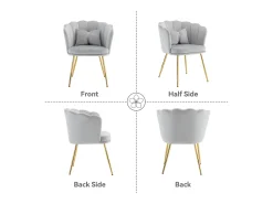 Juego de 2 sillas de comedor de terciopelo - 62 x 54,5 x 77 cm - con respaldo - Patas de metal - Gris