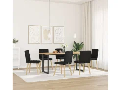 Juego de 6 sillas de comedor de tela negra