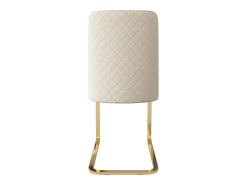 Juego de 2 sillas de comedor - terciopelo beige - con respaldo acolchado y patas de metal dorado