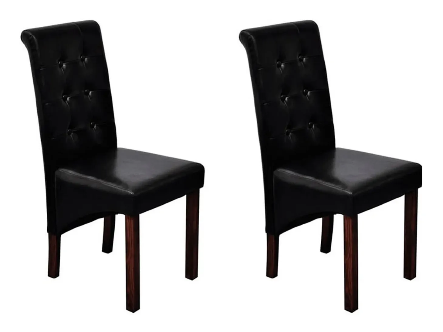 Juego de 2 sillas de comedor de piel sintética negra