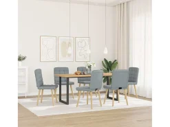 Juego de 6 sillas de comedor de tela gris claro
