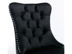 Juego de 2 sillas de comedor en terciopelo negro con respaldo acolchado y patas de metal plateado