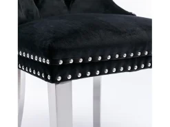 Juego de 2 sillas de comedor en terciopelo negro con respaldo acolchado y patas de metal plateado