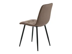 Juego de 4 sillas de comedor tapizadas con respaldo y reposabrazos, asiento de terciopelo marrón y patas de metal (44 x 44 x 85 cm)