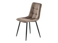 Juego de 4 sillas de comedor tapizadas con respaldo y reposabrazos, asiento de terciopelo marrón y patas de metal (44 x 44 x 85 cm)