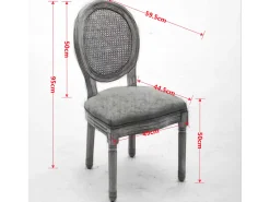 Juego de 2 sillas de comedor – Estructura de madera maciza – Asientos de lino – Gris