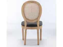 Juego de 2 sillas de comedor – Estructura de madera maciza – Asientos de lino – Gris