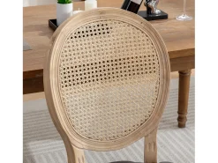 Juego de 2 sillas de comedor – Estructura de madera maciza – Asientos de lino – Gris