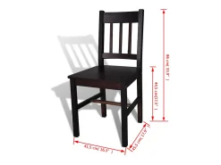 Juego de 4 Sillas de comedor madera de pino marrón oscuro ES329935