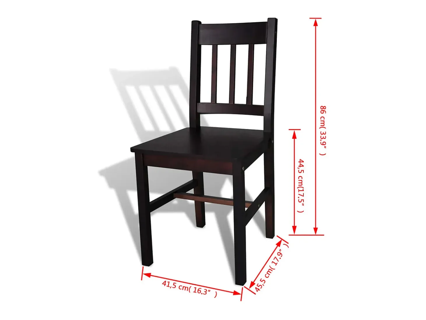 Juego de 4 Sillas de comedor madera de pino marrón oscuro ES329935