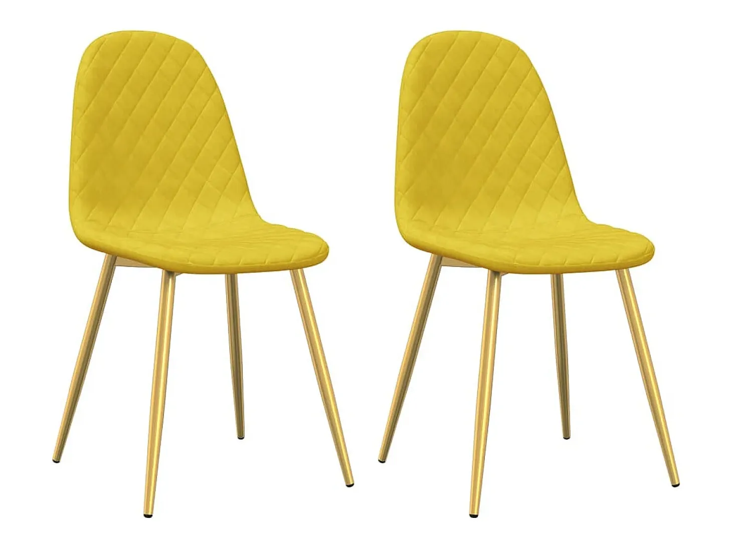 Juego de 2 sillas de comedor de terciopelo amarillo mostaza