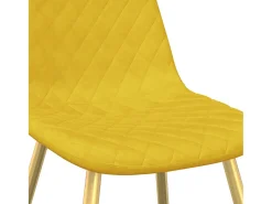 Juego de 2 sillas de comedor de terciopelo amarillo mostaza