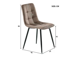 Juego de 4 sillas de comedor, color marrón, diseño de silla tapizada con respaldo, terciopelo, estructura de metal.