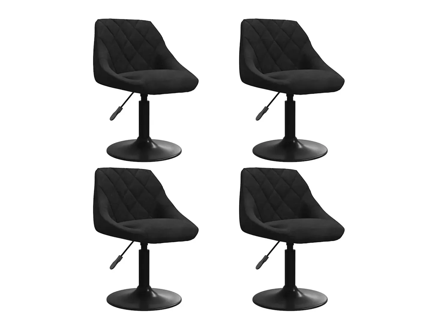 Juego de 4 sillas de comedor giratorias de terciopelo negro