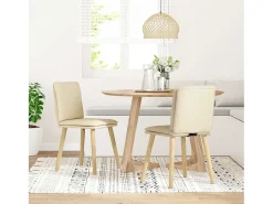 Juego de 2 sillas de comedor de tela color crema