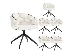 Juego de 6 sillas de comedor giratorias - 61 x 59 x 77,5 cm - Patas de terciopelo y hierro - Beige + negro
