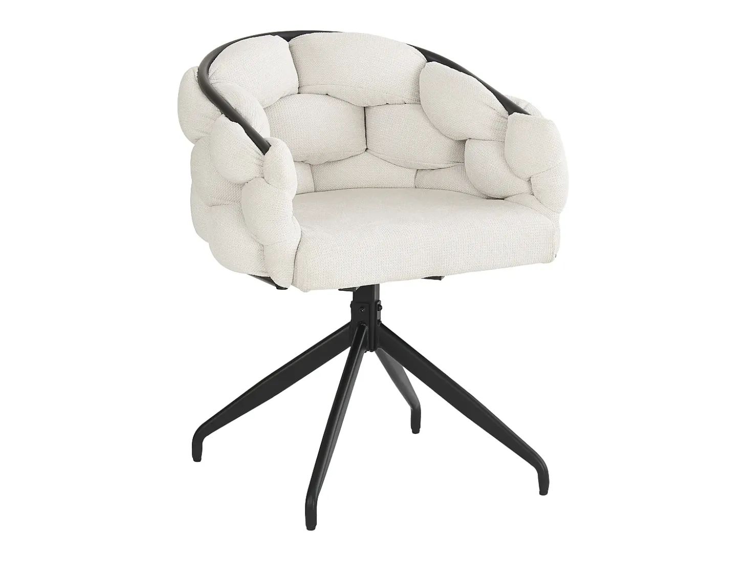 Juego de 6 sillas de comedor giratorias - 61 x 59 x 77,5 cm - Patas de terciopelo y hierro - Beige + negro