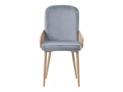 Juego de 6 sillas de comedor de terciopelo - 45 x 43 x 90 cm - diseño de ratán - con 4 patas metálicas - gris