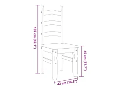 Juego de 2 sillas de comedor de madera maciza de pino blanco Corona