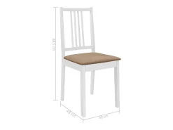 Juego de 4 sillas de comedor con cojines de madera maciza blanca