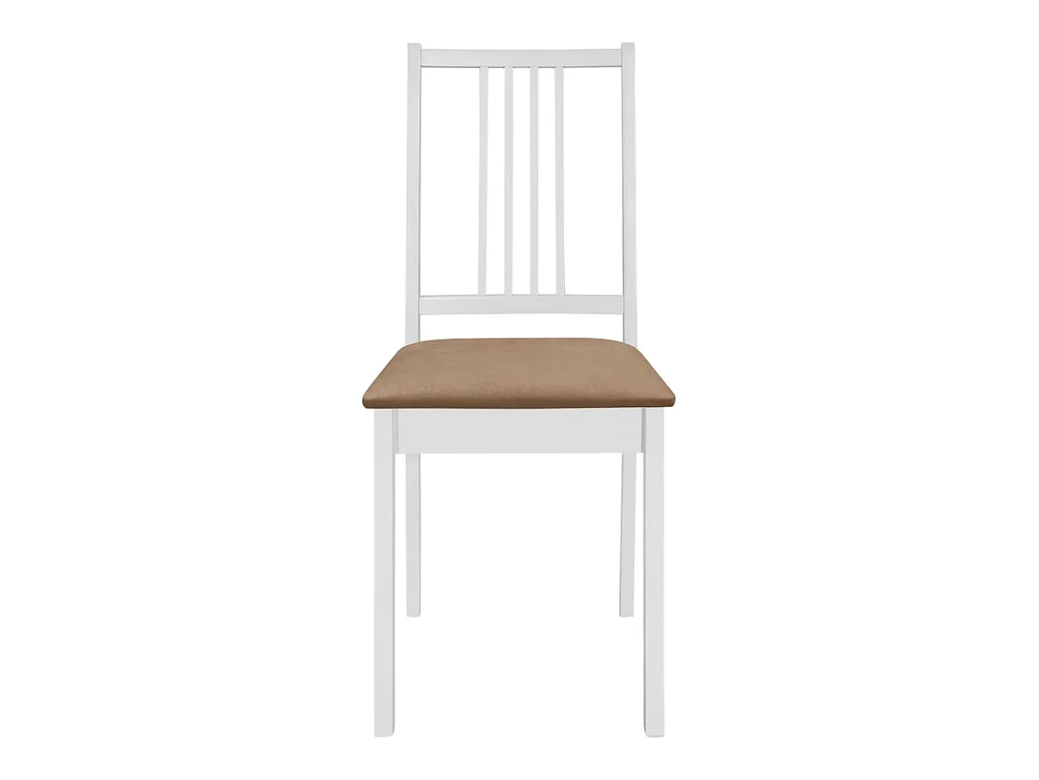 Juego de 4 sillas de comedor con cojines de madera maciza blanca