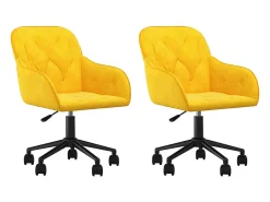 Juego de 2 Sillas de comedor giratorias terciopelo amarillo ES918944
