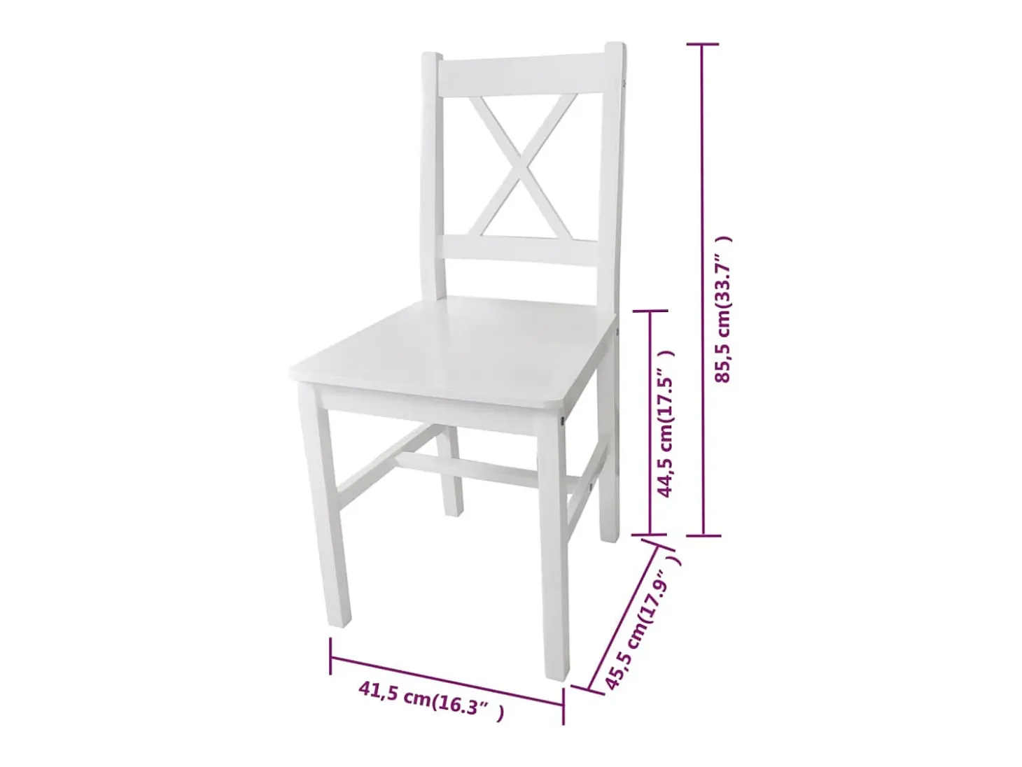Juego de 6 sillas de comedor en madera de pino blanco