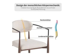 Juego de 4 sillas de comedor - 57 x 60 x 81 cm - silla de maquillaje - patas doradas ajustables - lino - beige