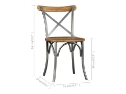 Juego de 2 sillas de comedor de madera maciza de mango