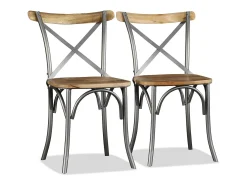 Juego de 2 sillas de comedor de madera maciza de mango