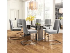 Juego de 4 sillas de comedor de terciopelo con diseño de rombos, metal plateado, gris (47 x 63 x 85 cm)