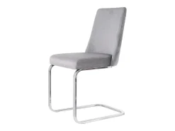 Juego de 4 sillas de comedor de terciopelo con diseño de rombos, metal plateado, gris (47 x 63 x 85 cm)