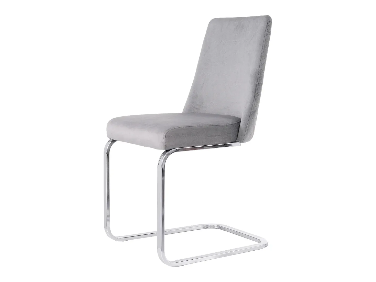 Juego de 4 sillas de comedor de terciopelo con diseño de rombos, metal plateado, gris (47 x 63 x 85 cm)
