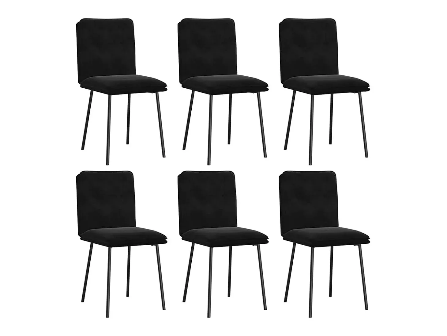 Juego de 6 sillas de comedor de terciopelo negro
