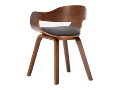 Juego de 4 sillas de comedor de tela gris oscuro y madera curvada