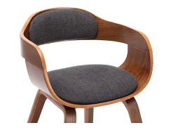 Juego de 4 sillas de comedor de tela gris oscuro y madera curvada
