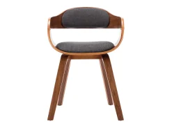 Juego de 4 sillas de comedor de tela gris oscuro y madera curvada