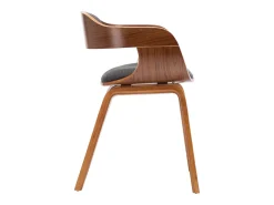 Juego de 4 sillas de comedor de tela gris oscuro y madera curvada