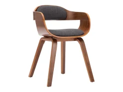 Juego de 4 sillas de comedor de tela gris oscuro y madera curvada