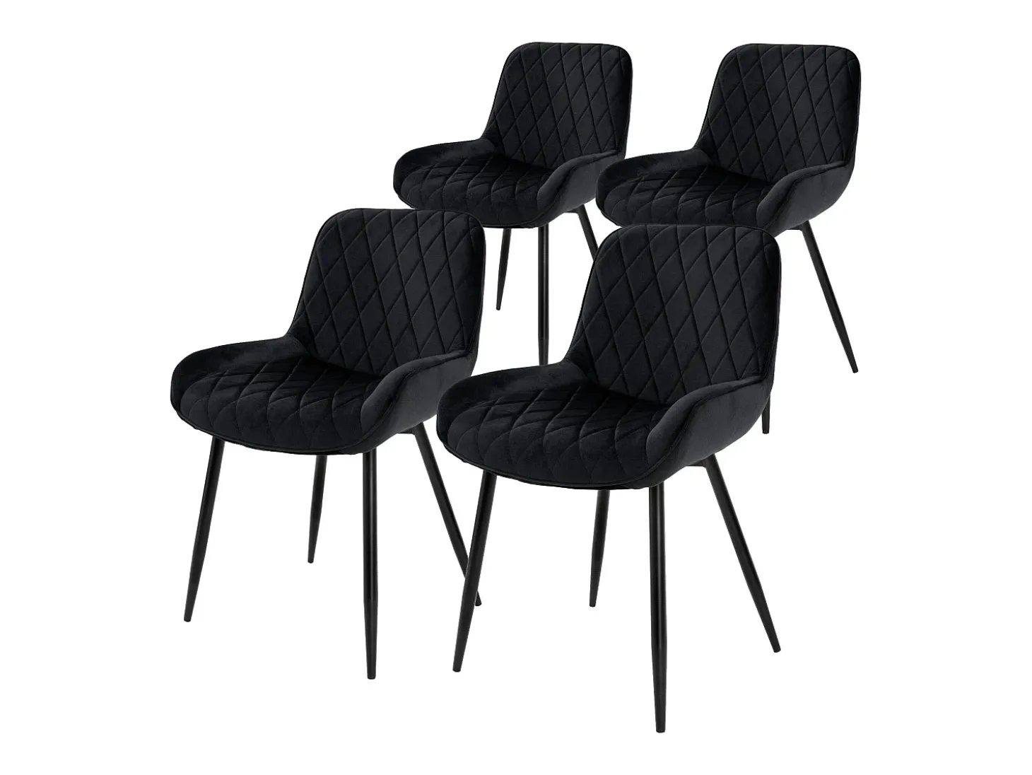 Juego de 4 sillas de comedor sillas de salón silla de cocina terciopelo negro