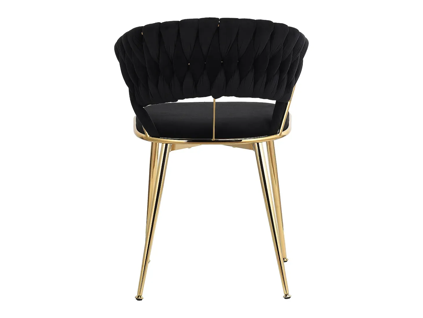 Juego de 2 sillas de comedor - sillones con respaldo redondeado y estructura de metal - terciopelo - negro