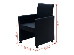 Juego de 6 sillas de comedor de piel sintética negra