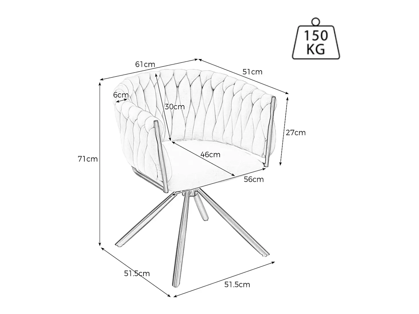 Juego de 6 sillas de comedor de terciopelo, elegante sillón giratorio para salón y dormitorio, con estructura de metal, color beige (L 62 x An 60 x Al 57 cm)