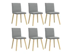 Juego de 6 sillas de comedor de tela gris claro