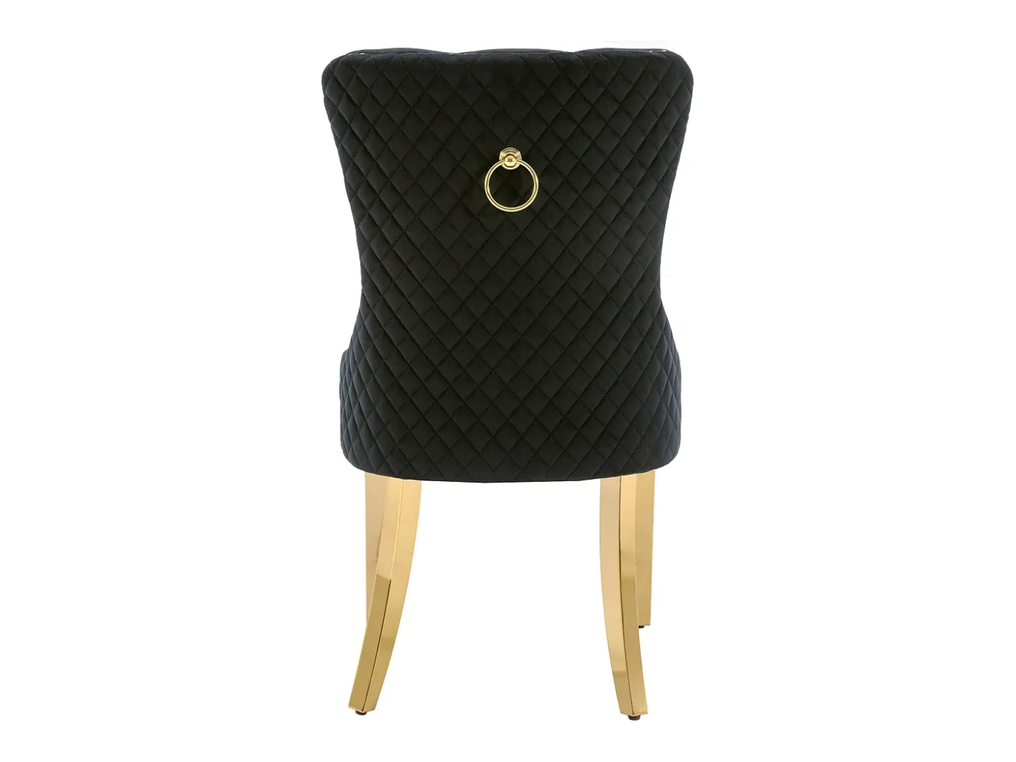 Juego de 2 sillas de comedor - terciopelo negro - Silla tapizada con ribete tachonado y patas de metal dorado