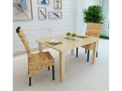 Juego de 2 sillas de comedor de madera maciza de mango y abacá