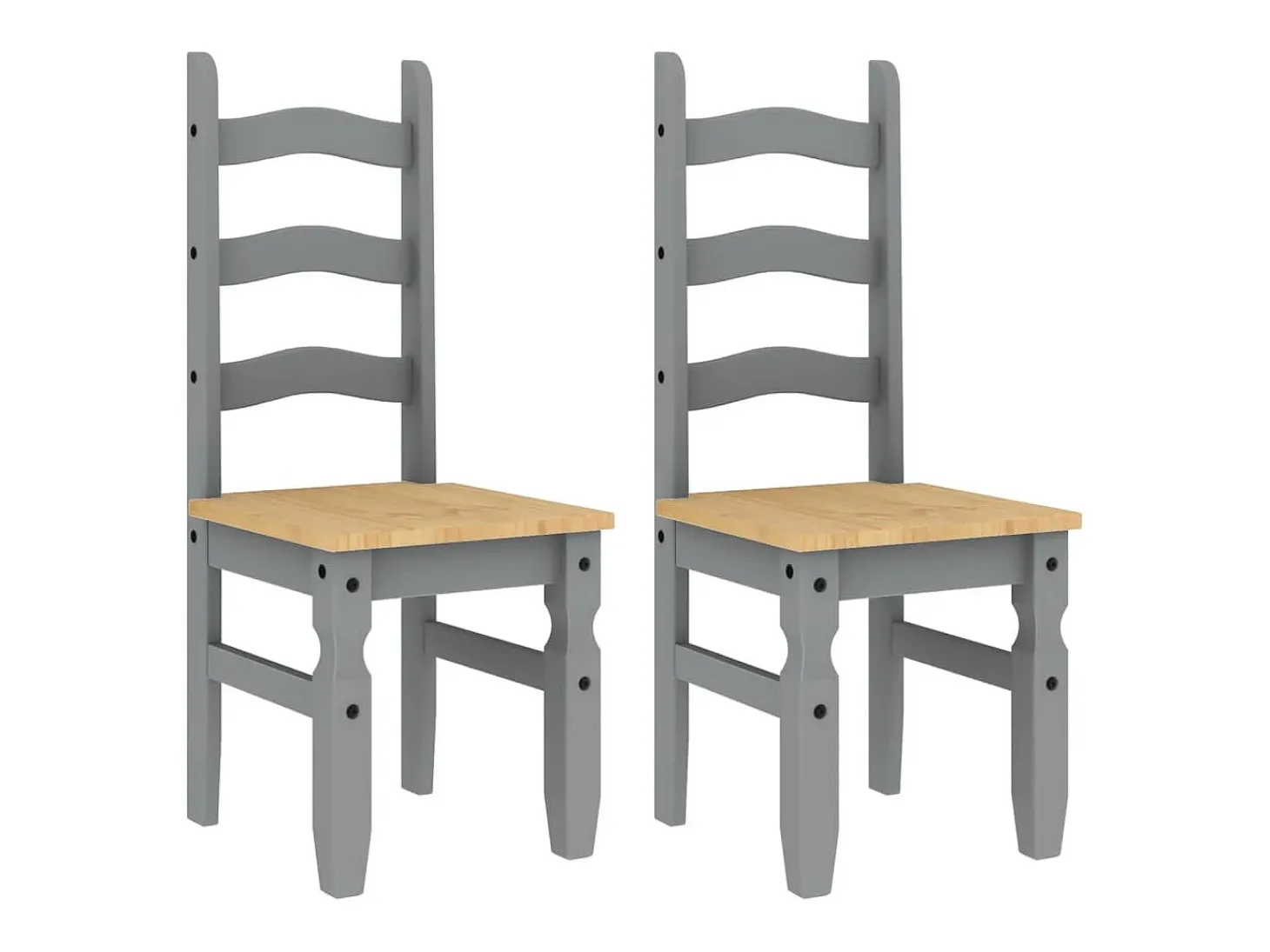 Juego de 2 Sillas de comedor Corona madera pino gris 42x47x107 cm ES255261